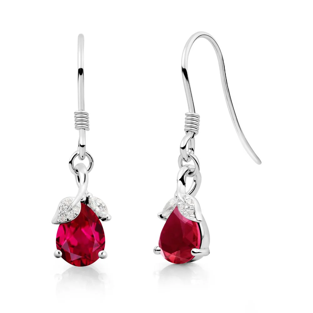 Nature Leaf Inspired Ruby Earrings - Image 5