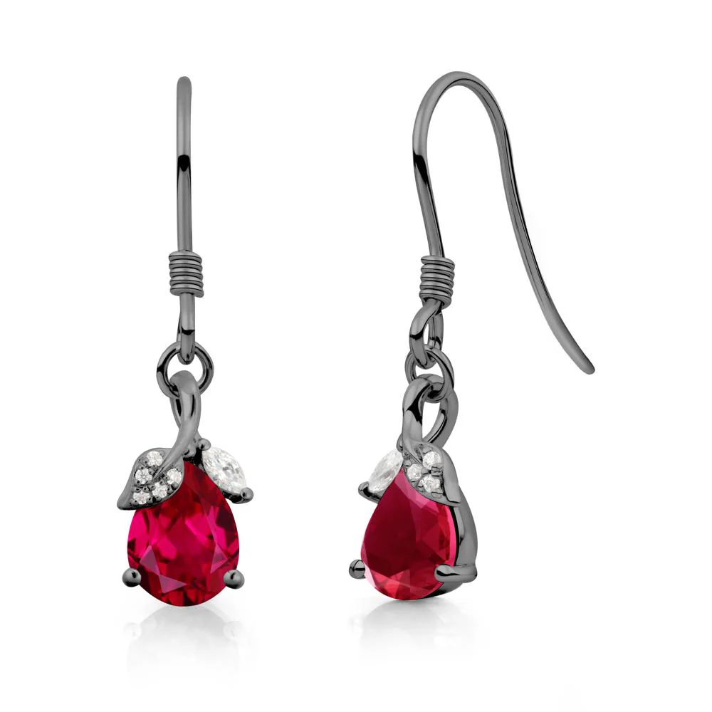 Nature Leaf Inspired Ruby Earrings - Image 7