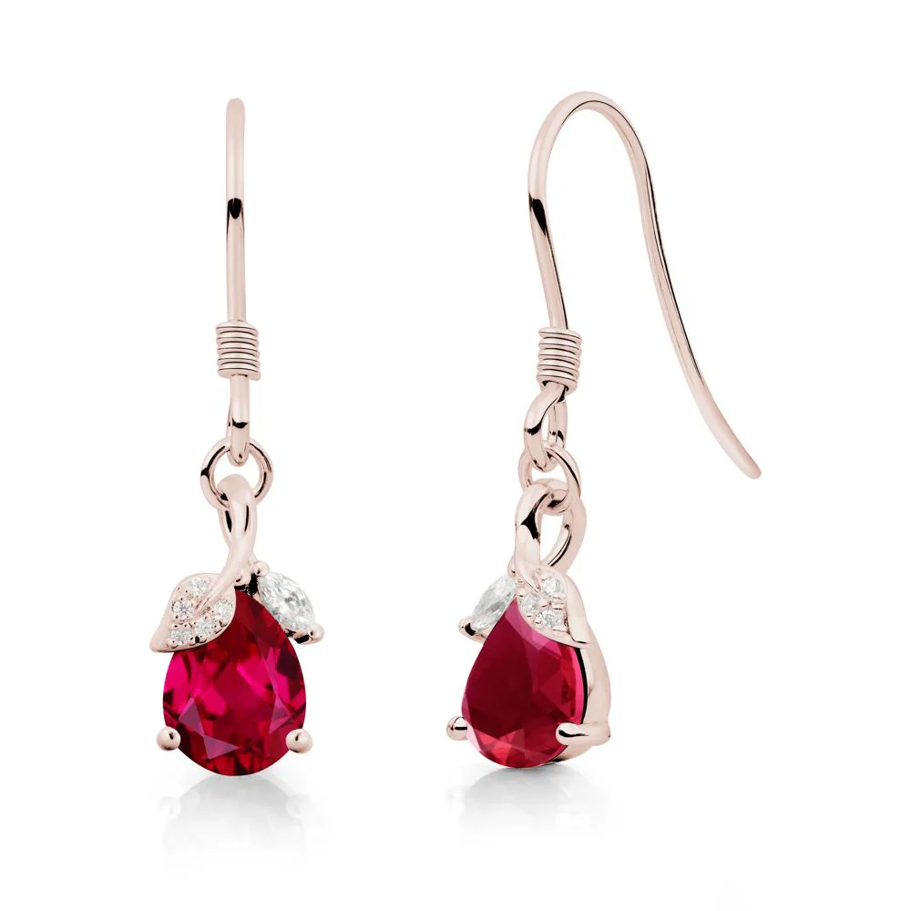 Nature Leaf Inspired Ruby Earrings - Image 9