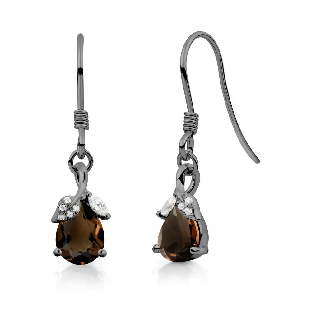 Nature Leaf Inspired Smoky Quartz Earrings - Image 4