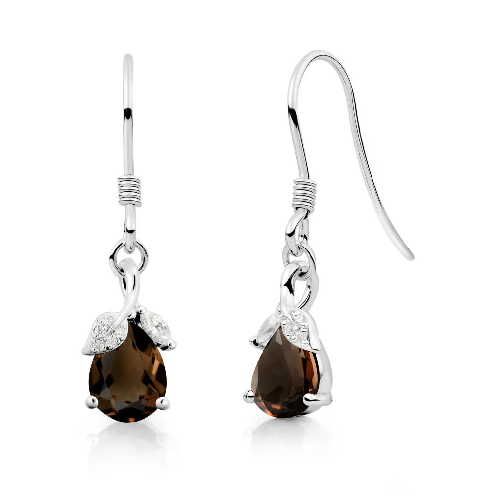 Nature Leaf Inspired Smoky Quartz Earrings - Image 8