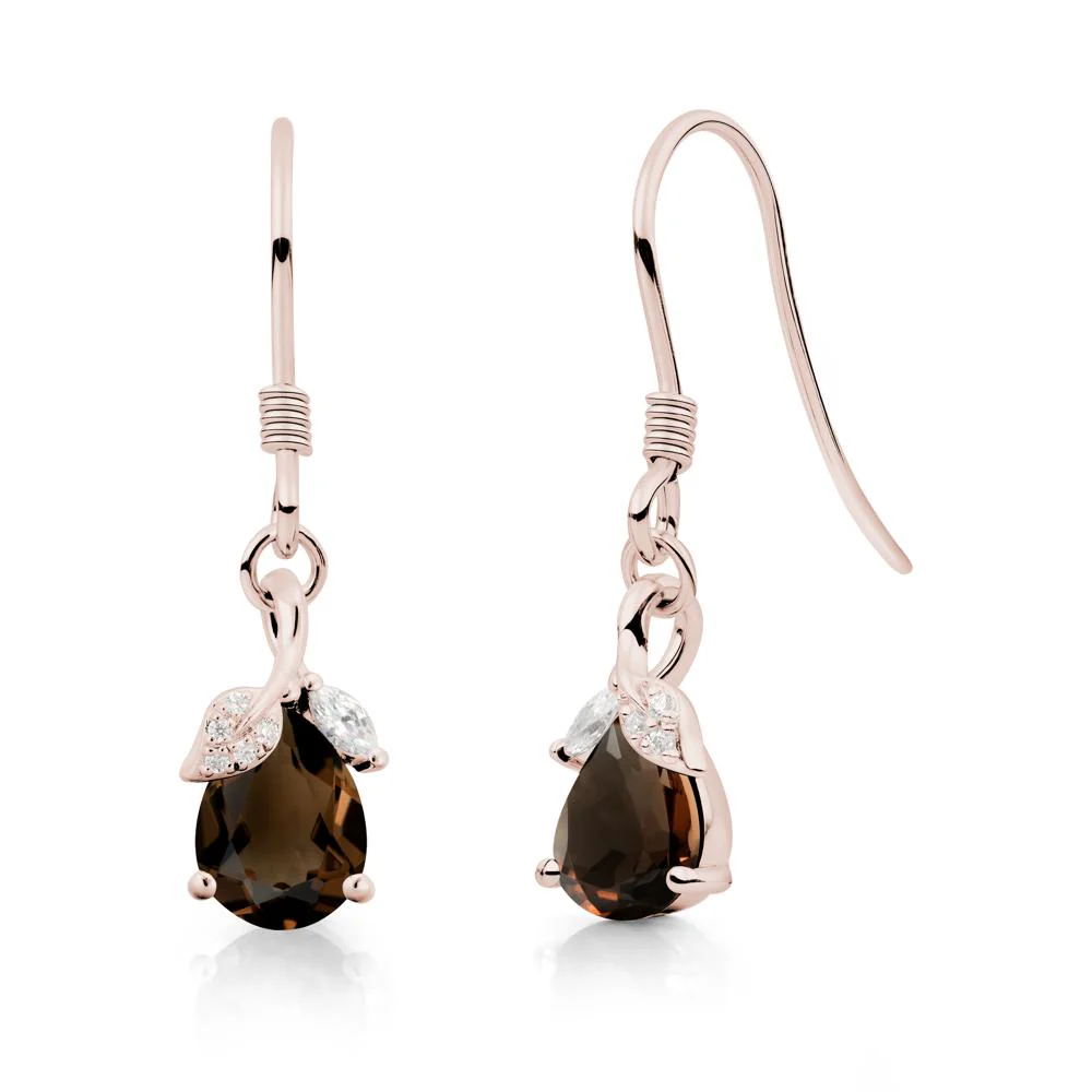Nature Leaf Inspired Smoky Quartz Earrings - Image 9