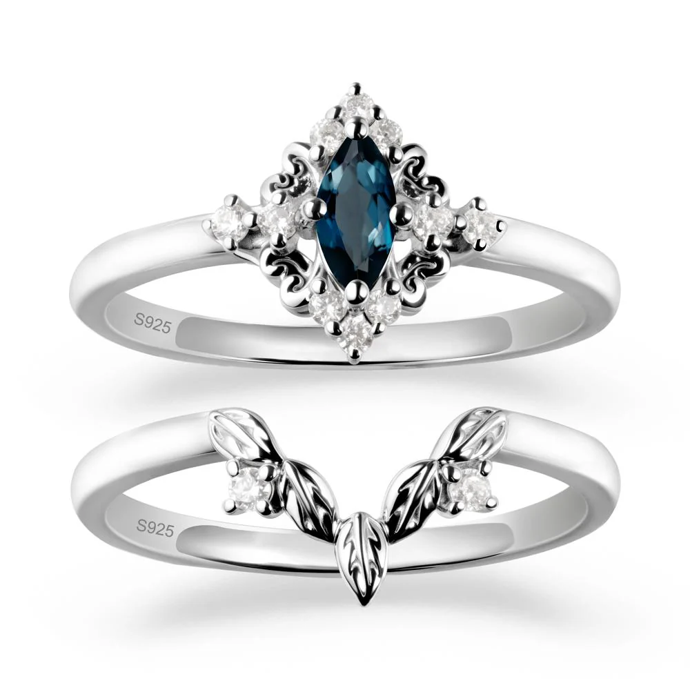 Nature Leaf London Blue Topaz Ring Sets