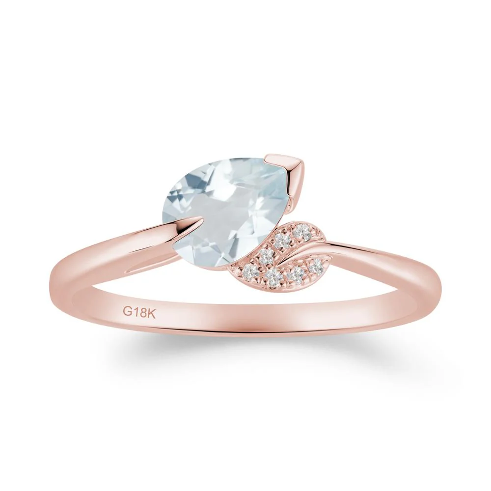 Nature Leaf Pear Cut Aquamarine Ring - Image 2