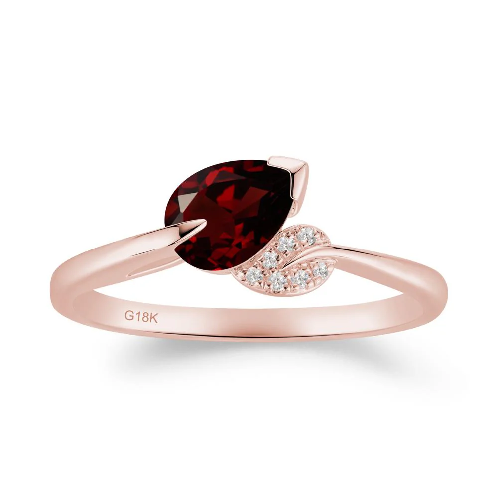 Nature Leaf Pear Cut Garnet Ring - Image 4