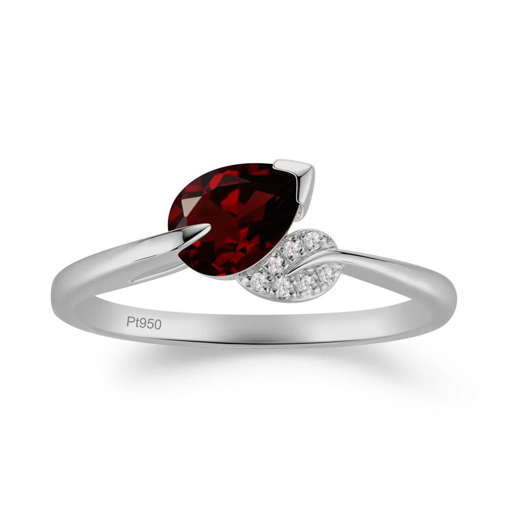 Nature Leaf Pear Cut Garnet Ring - Image 9