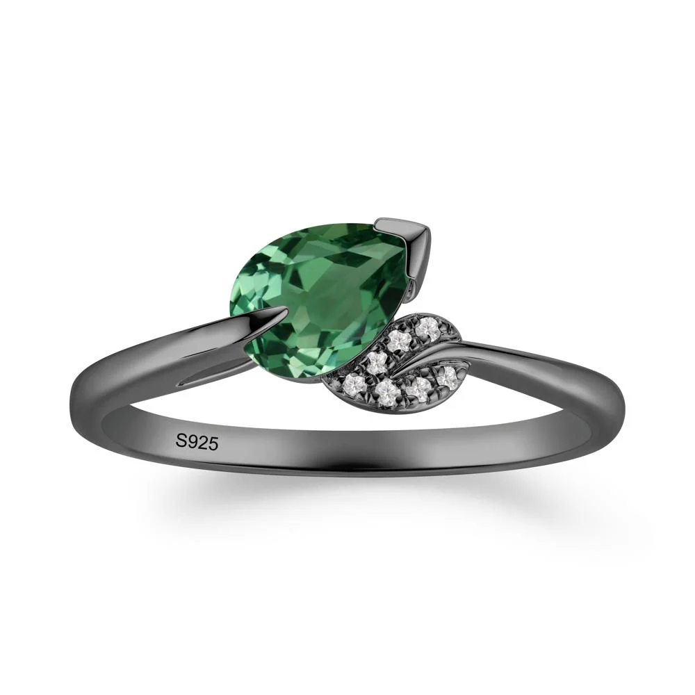 Nature Leaf Pear Cut Green Sapphire Ring - Image 8
