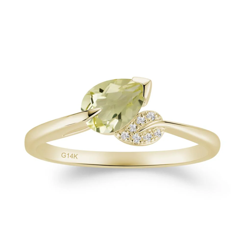 Nature Leaf Pear Cut Lemon Quartz Ring - Image 8