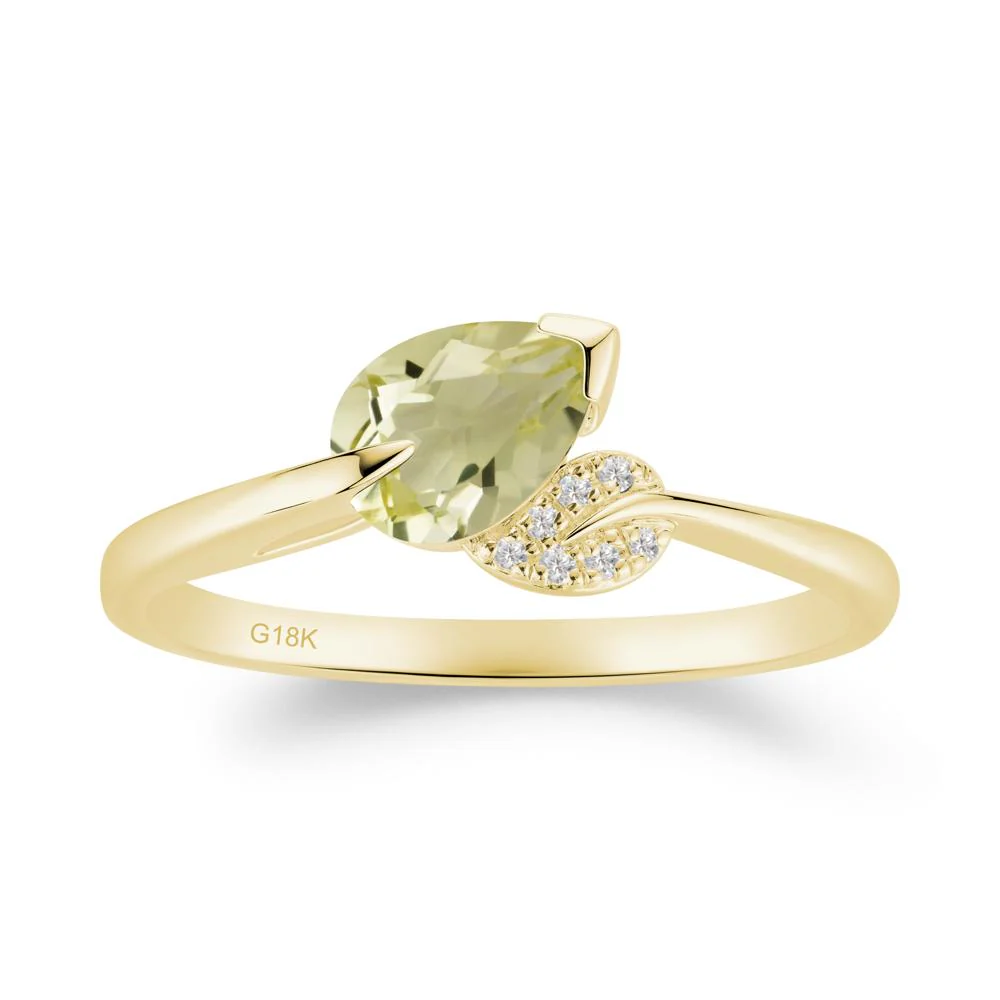 Nature Leaf Pear Cut Lemon Quartz Ring - Image 9