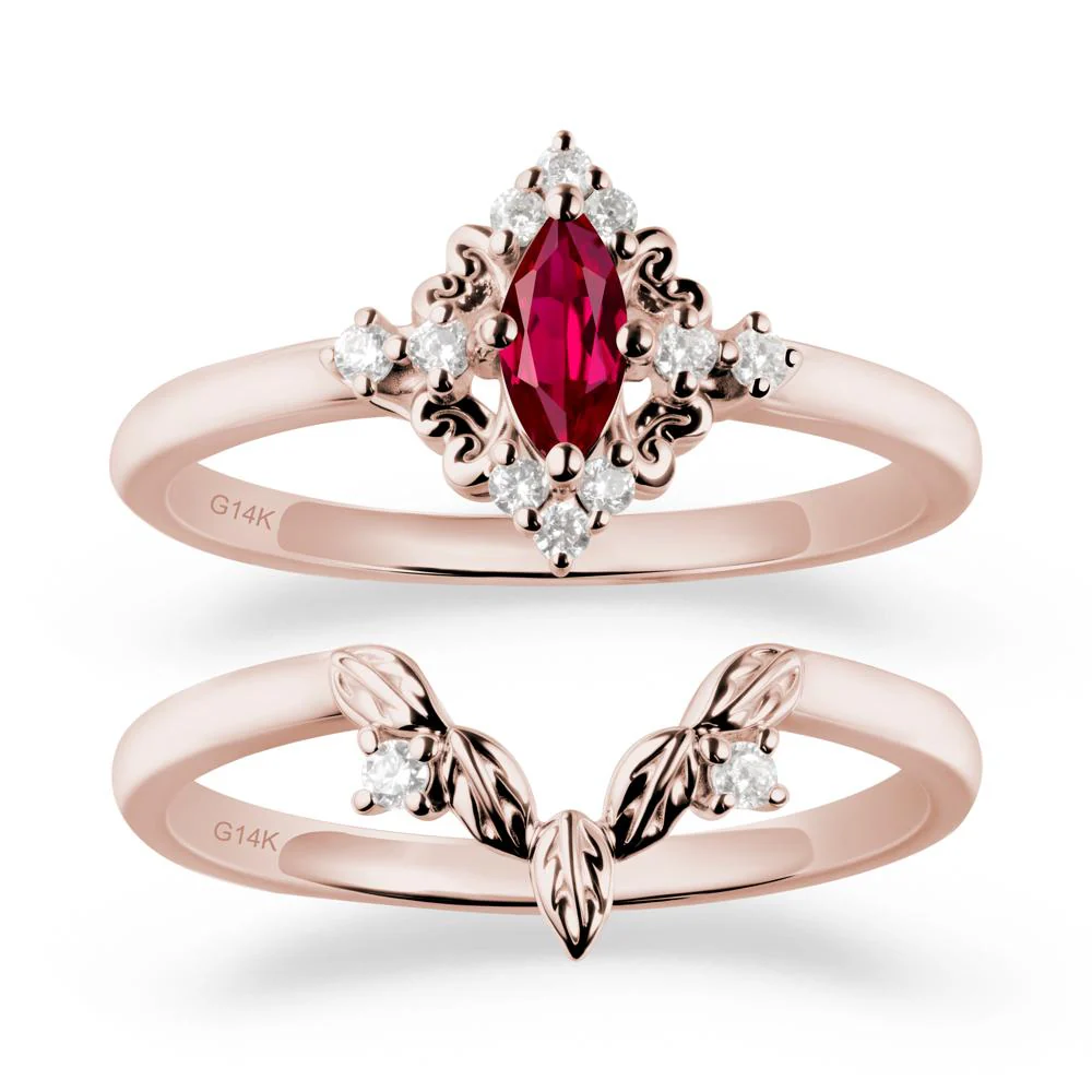 Nature Leaf Ruby Ring Sets - Image 2