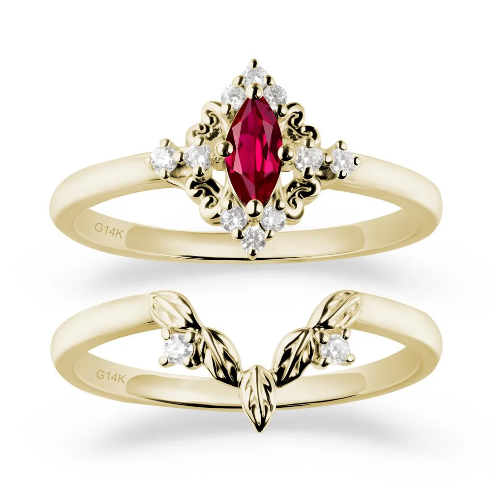 Nature Leaf Ruby Ring Sets - Image 4