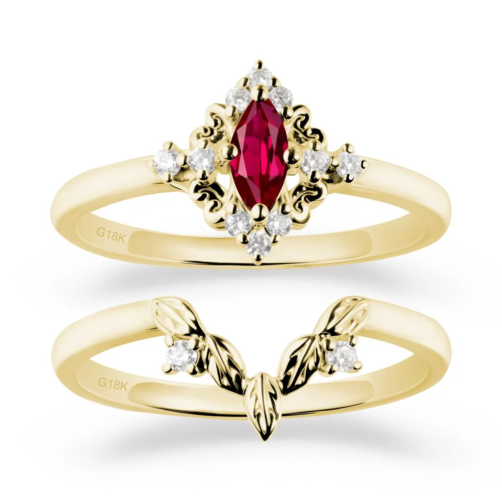 Nature Leaf Ruby Ring Sets - Image 7