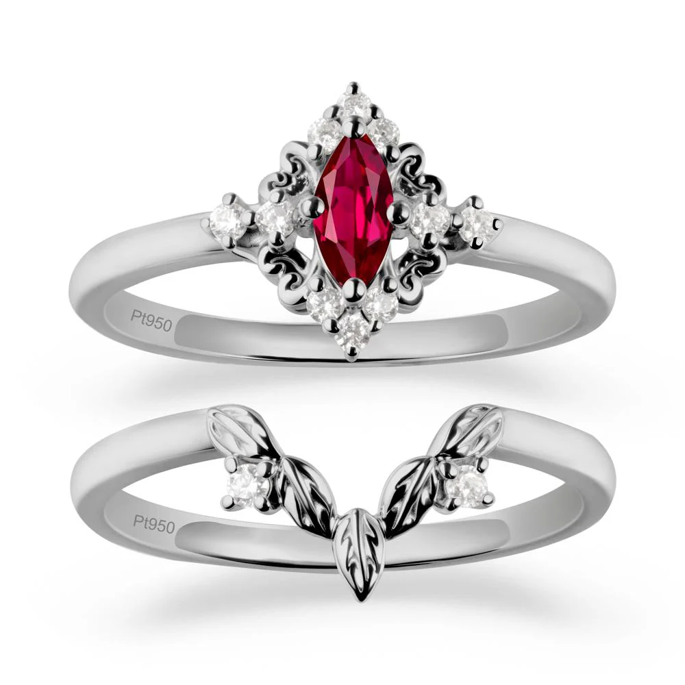 Nature Leaf Ruby Ring Sets - Image 8