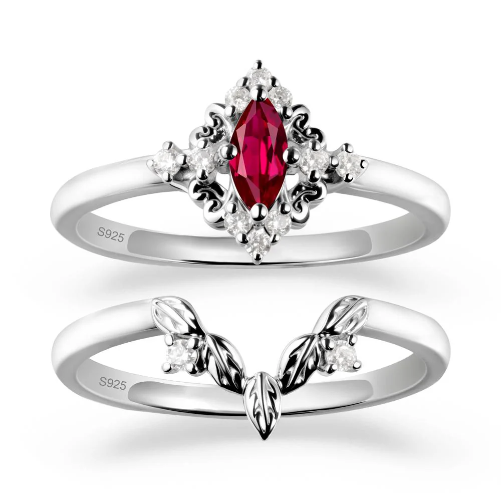 Nature Leaf Ruby Ring Sets - Image 9