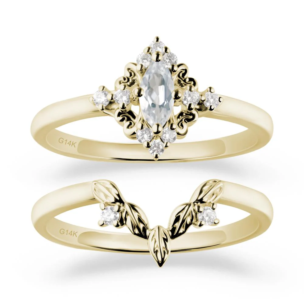 Nature Leaf White Topaz Ring Sets - Image 3