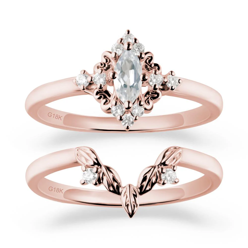 Nature Leaf White Topaz Ring Sets - Image 4