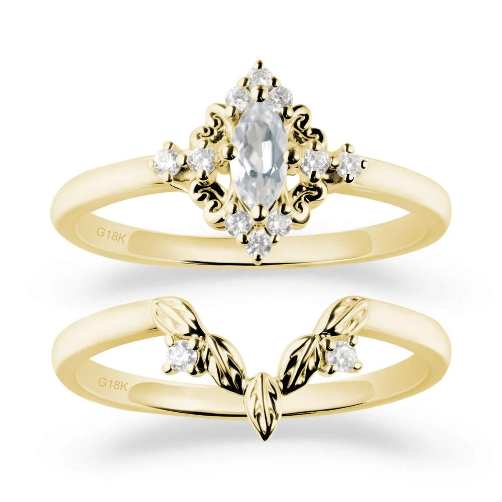Nature Leaf White Topaz Ring Sets - Image 6