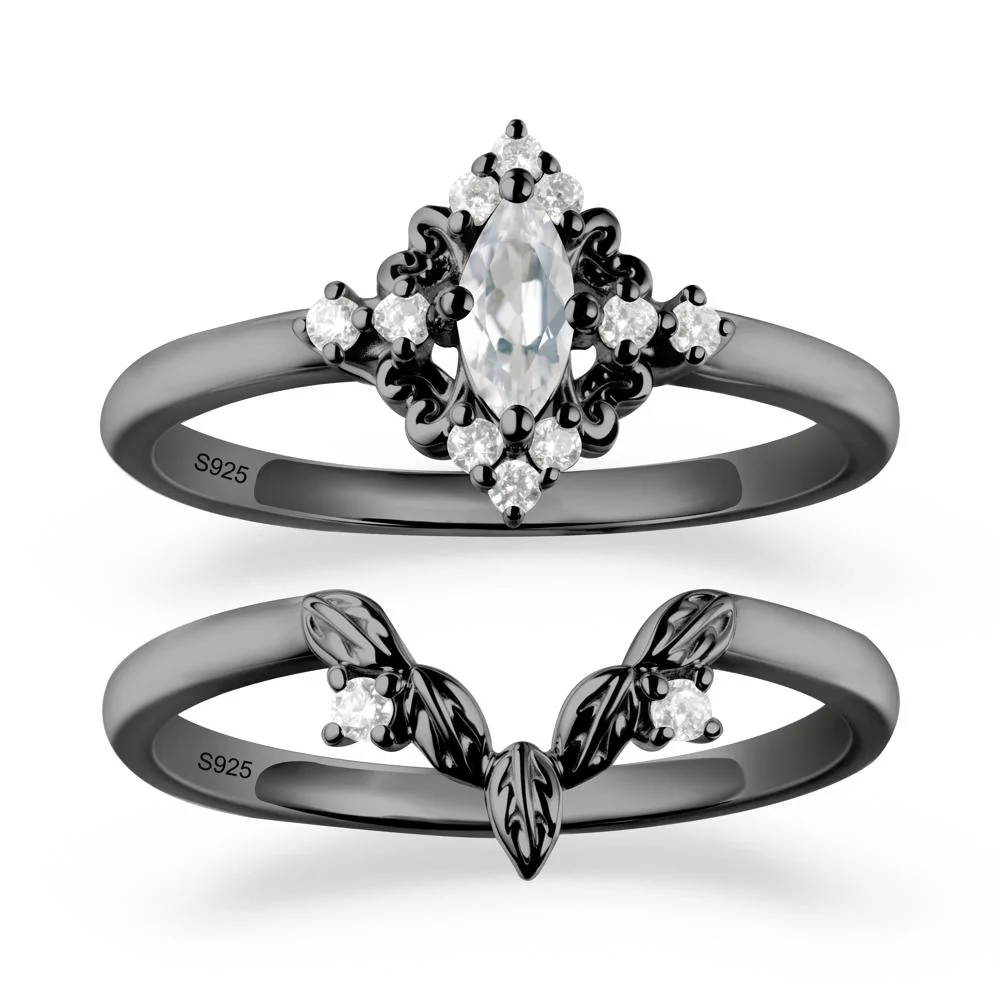 Nature Leaf White Topaz Ring Sets - Image 7