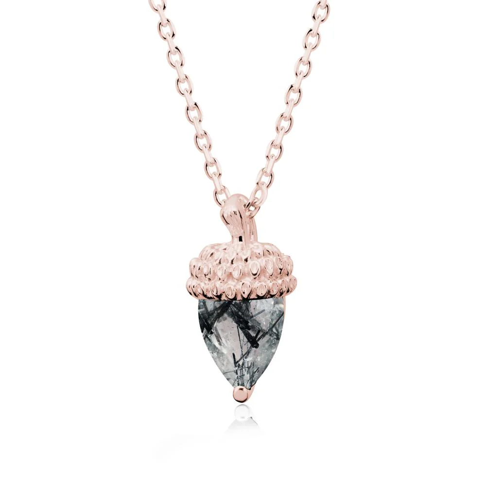 Nature's Charm Black Rutilated Quartz Acorn Necklace - Image 4