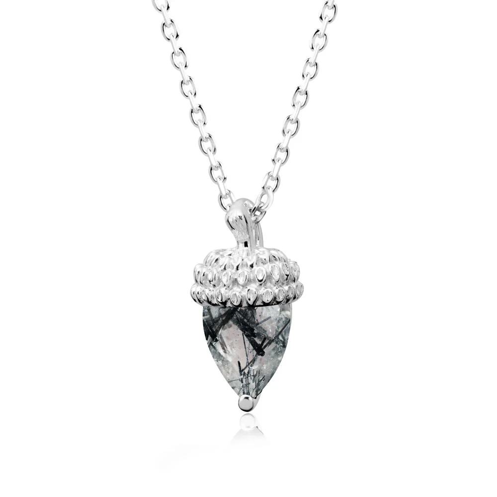 Nature's Charm Black Rutilated Quartz Acorn Necklace - Image 5