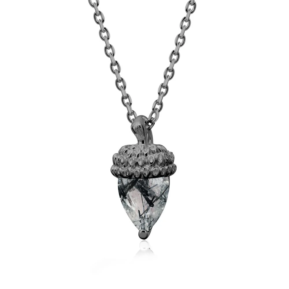Nature's Charm Black Rutilated Quartz Acorn Necklace - Image 7