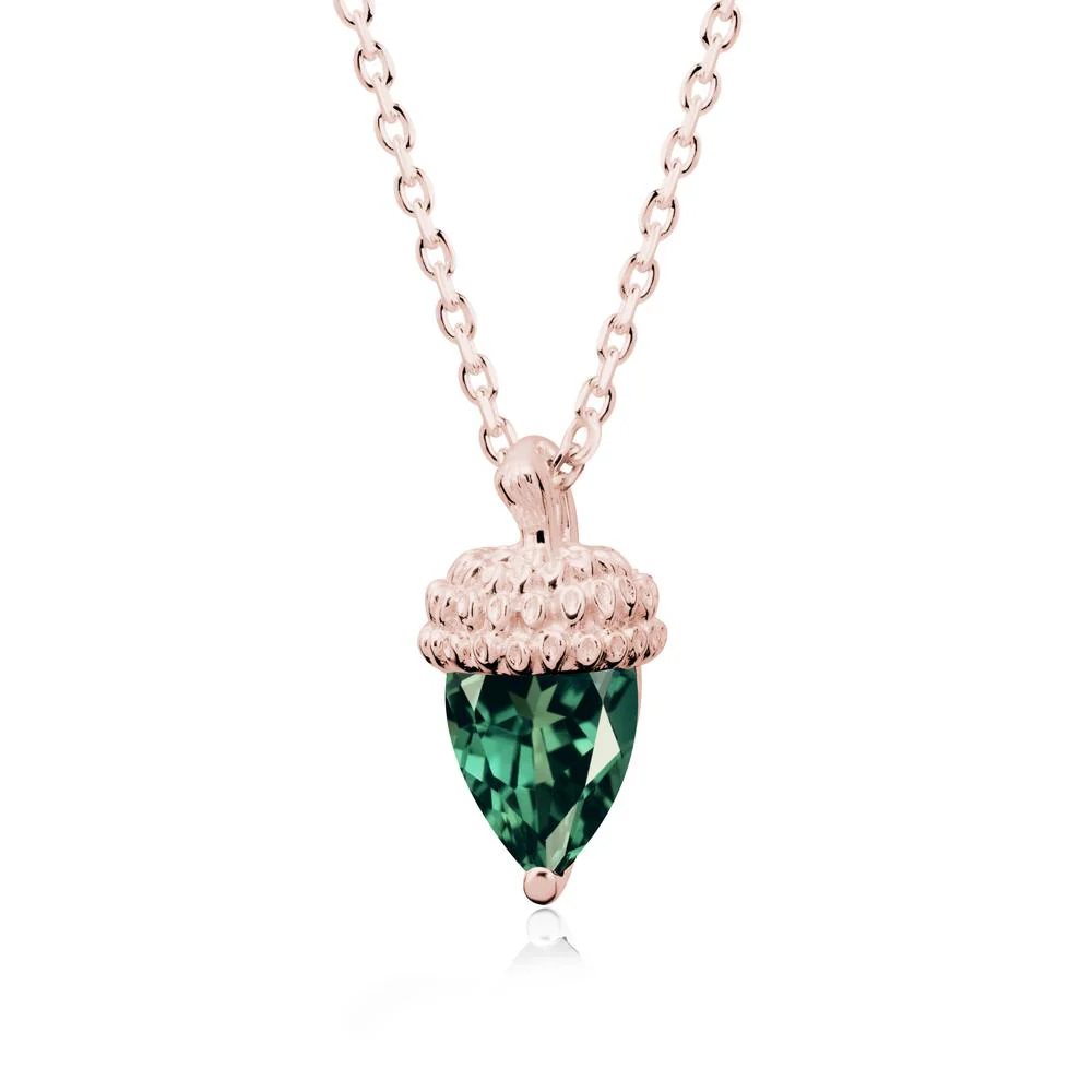 Nature's Charm Green Sapphire Acorn Necklace - Image 5