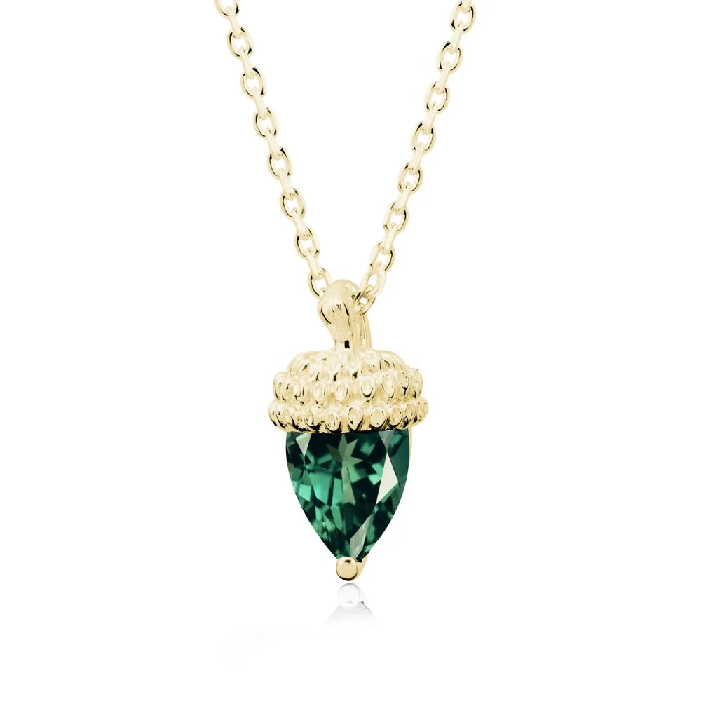 Nature's Charm Green Sapphire Acorn Necklace - Image 7