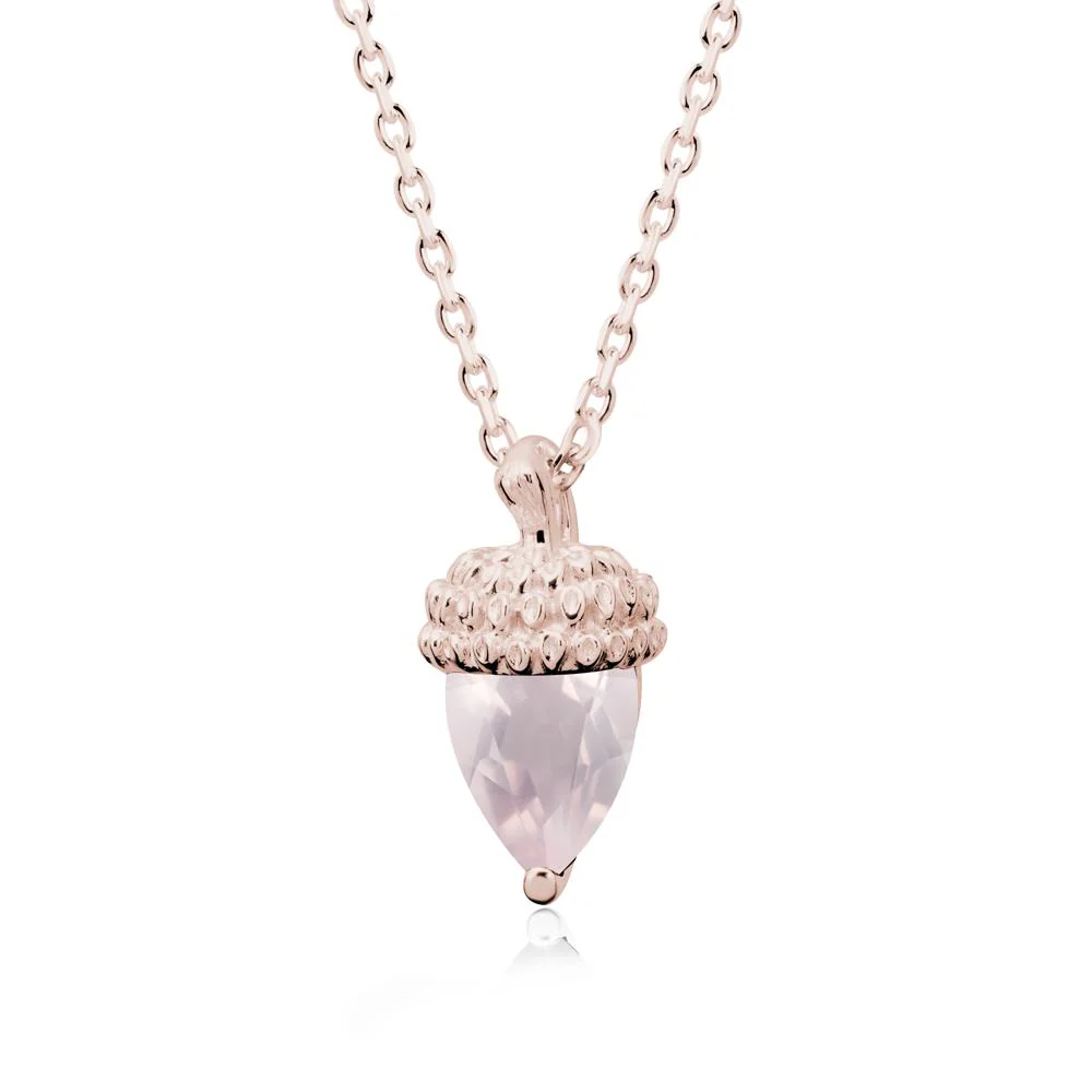 Nature's Charm Rose Quartz Acorn Necklace - Image 2