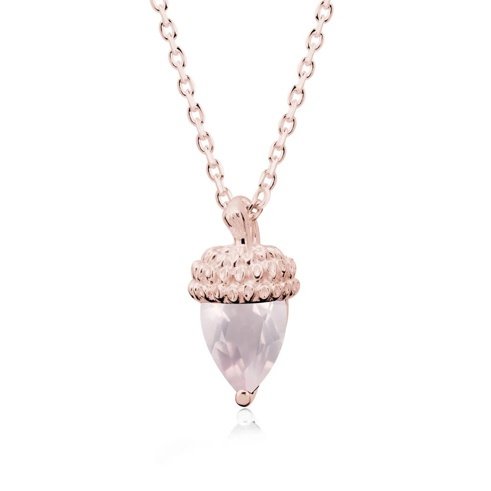 Nature's Charm Rose Quartz Acorn Necklace - Image 5