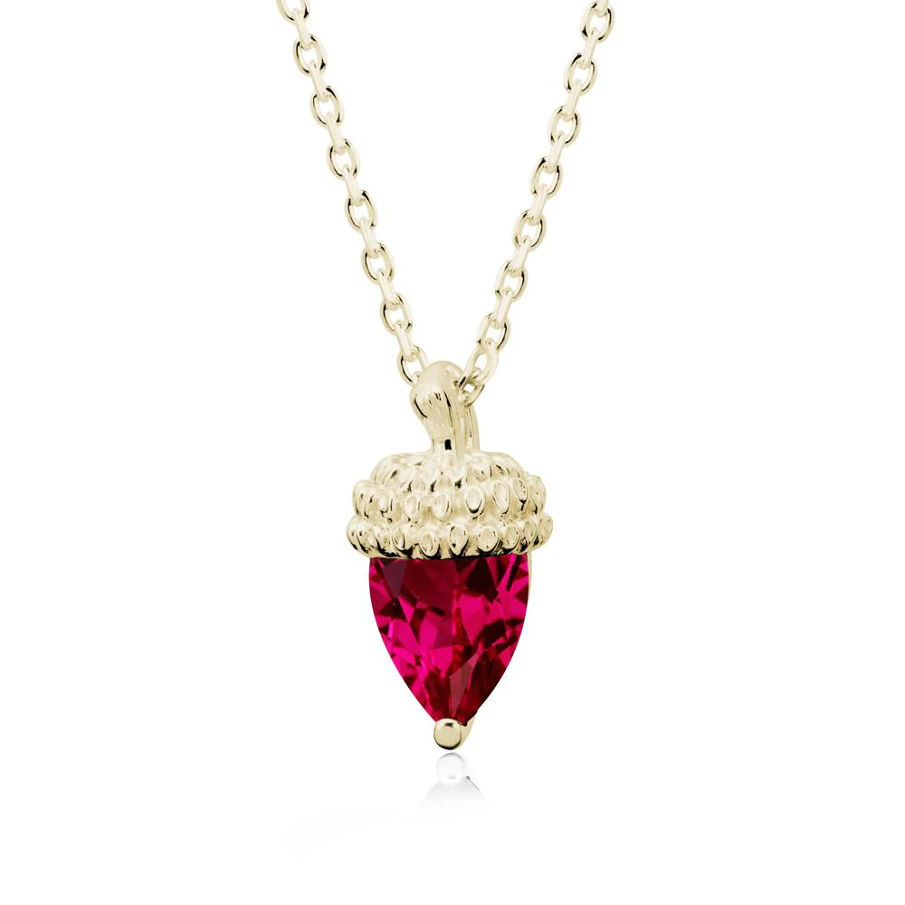 Nature's Charm Ruby Acorn Necklace - Image 4
