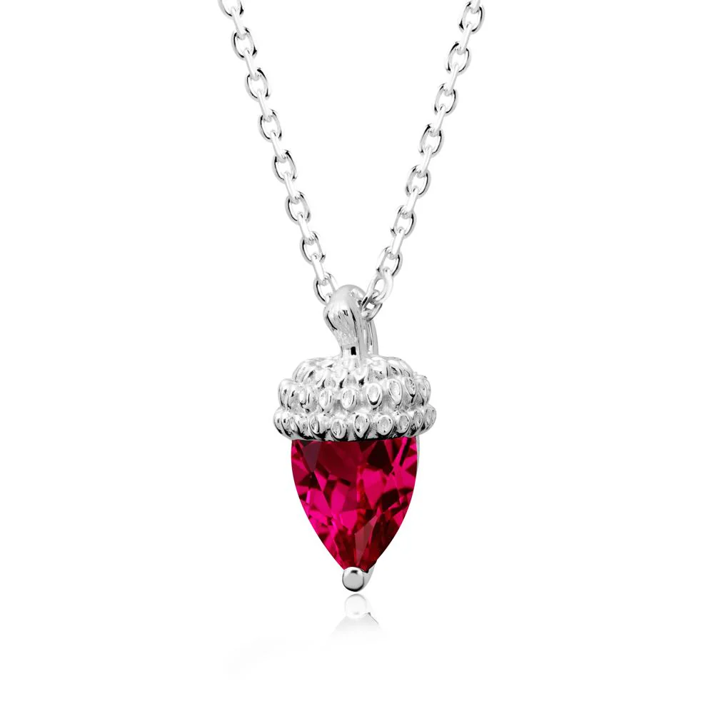 Nature's Charm Ruby Acorn Necklace - Image 9