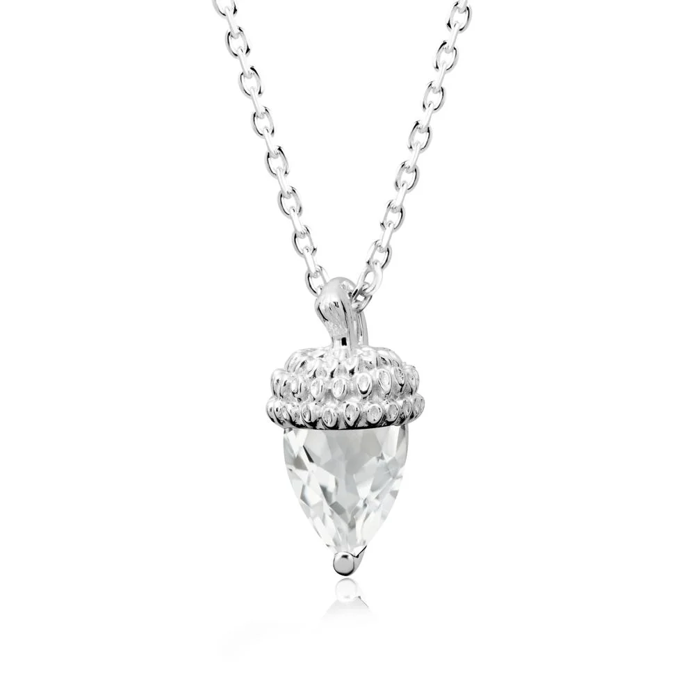 Nature's Charm White Topaz Acorn Necklace - Image 3
