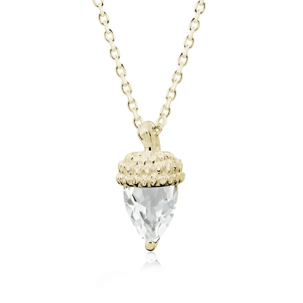 Nature's Charm White Topaz Acorn Necklace - Image 4