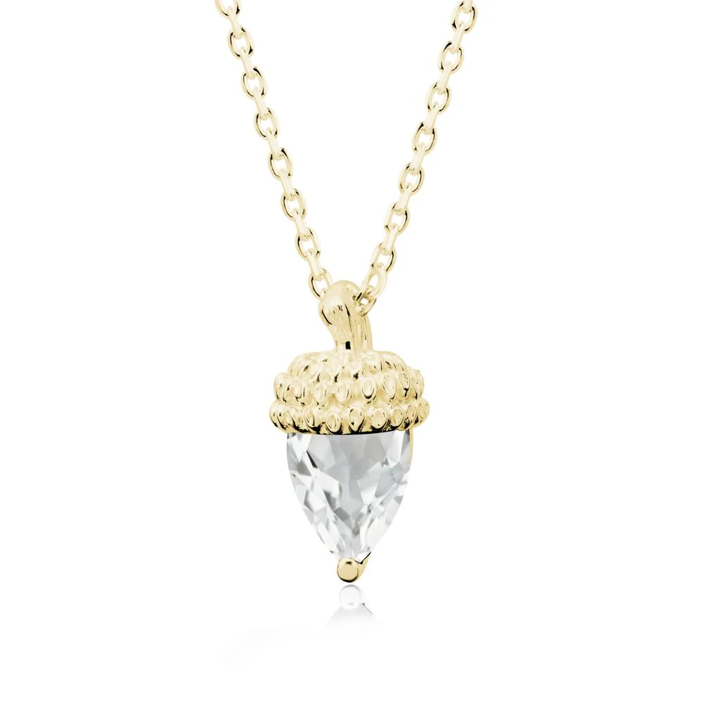 Nature's Charm White Topaz Acorn Necklace - Image 7