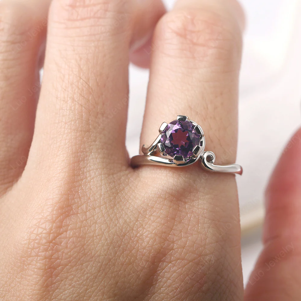 Amethyst Nontraditional Engagement Ring - Image 5