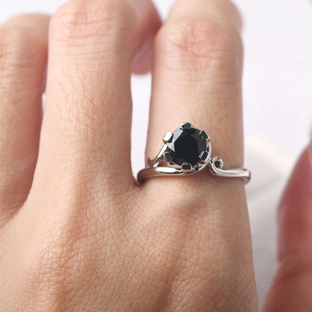 Black Spinel Nontraditional Engagement Ring - Image 5