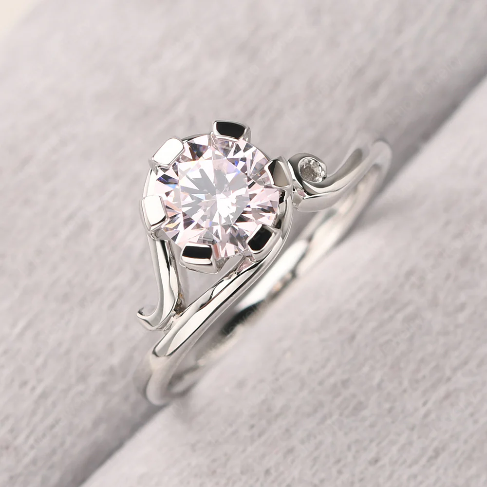 Pink Cubic Zirconia Nontraditional Engagement Ring - Image 2