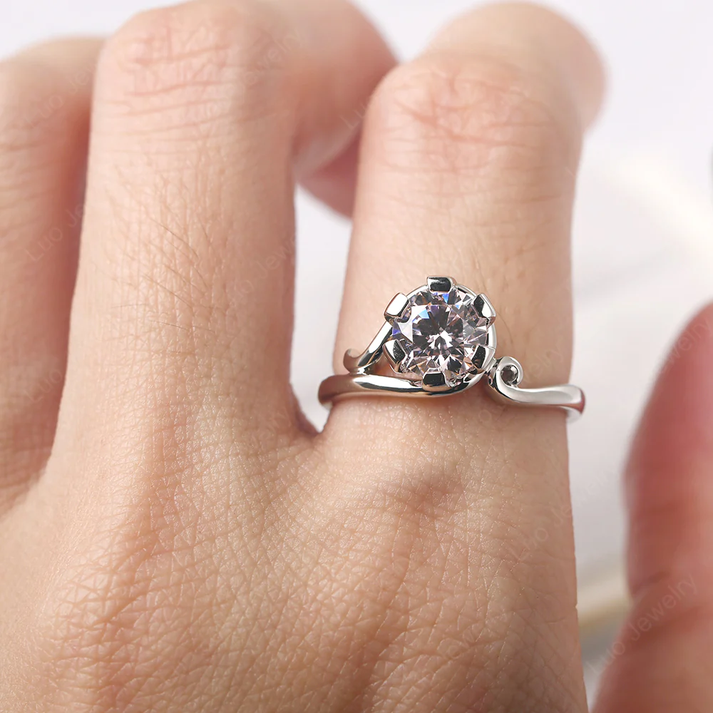 Pink Cubic Zirconia Nontraditional Engagement Ring - Image 5