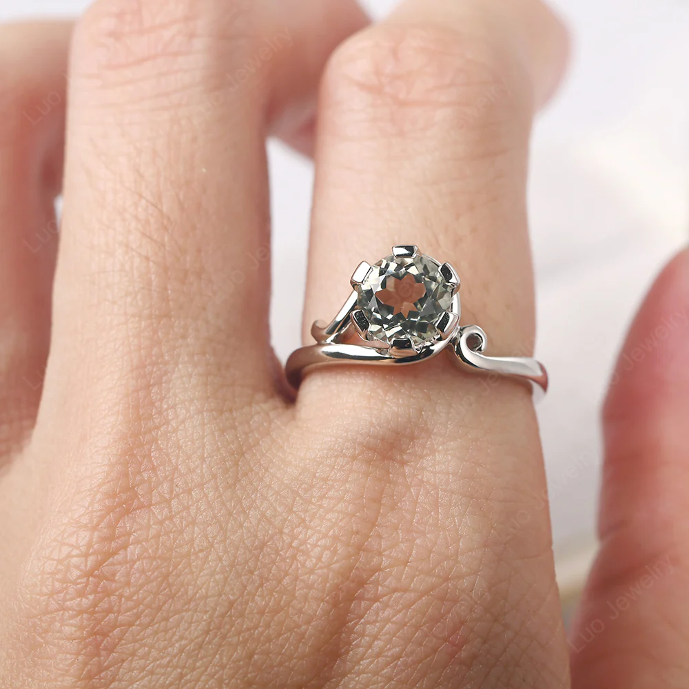Green Amethyst Non-Traditional Engagement Ring - Image 5