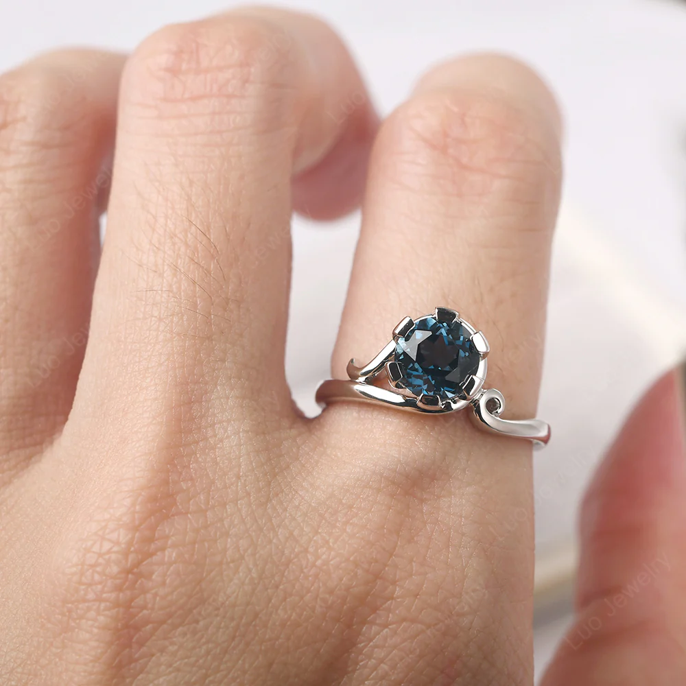 London Blue Topaz Non-Traditional Engagement Ring - Image 5