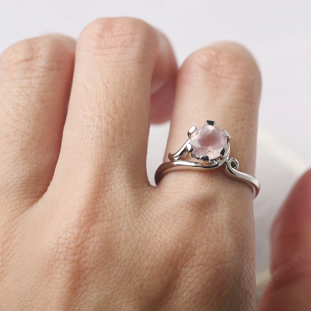 Rose Quartz Nontraditional Engagement Ring - Image 5