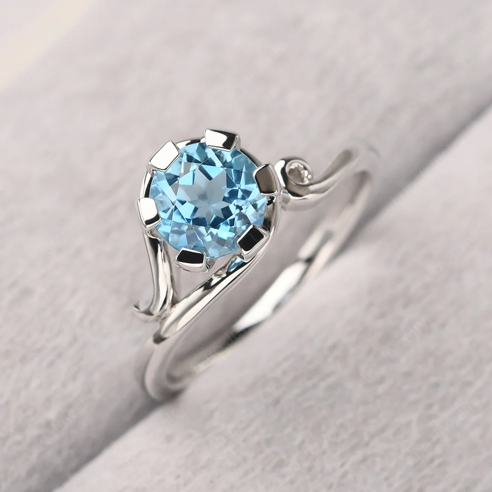 Swiss Blue Topaz Nontraditional Engagement Ring - Image 2