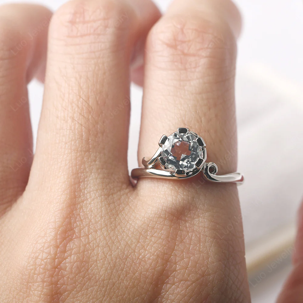 White Topaz Non-Traditional Engagement Ring - Image 5