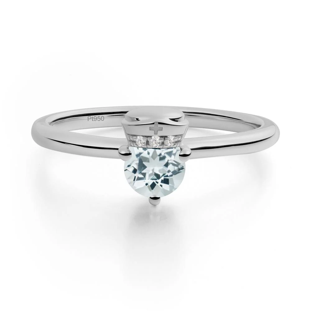 Nurse Cap Inspired Aquamarine Ring - Image 4