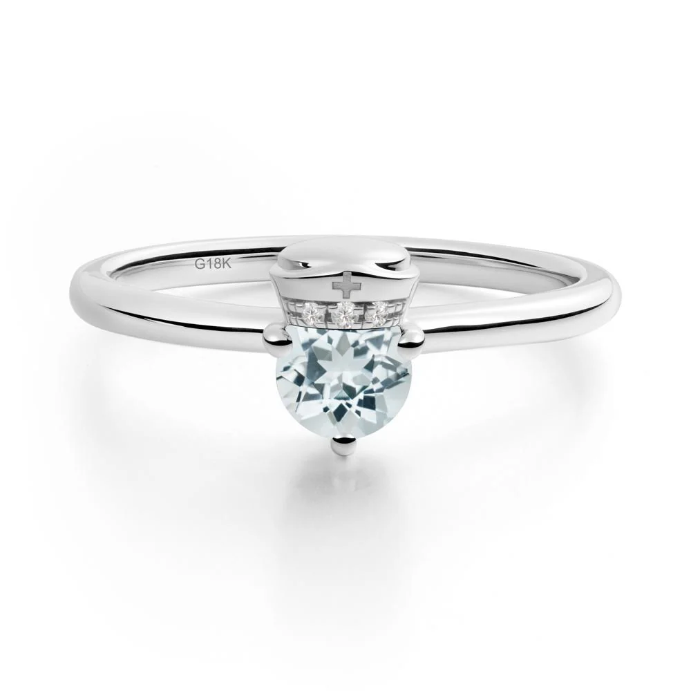 Nurse Cap Inspired Aquamarine Ring - Image 5