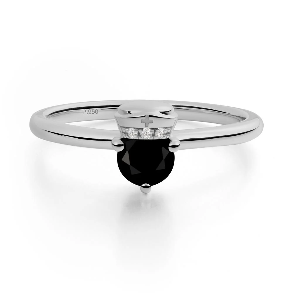 Nurse Cap Inspired Black Spinel Ring - Image 2