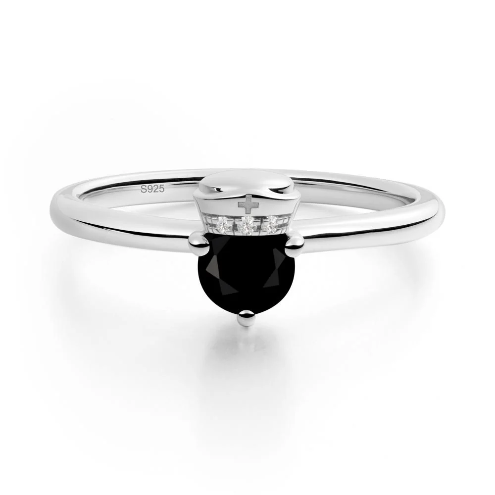 Nurse Cap Inspired Black Spinel Ring - Image 7
