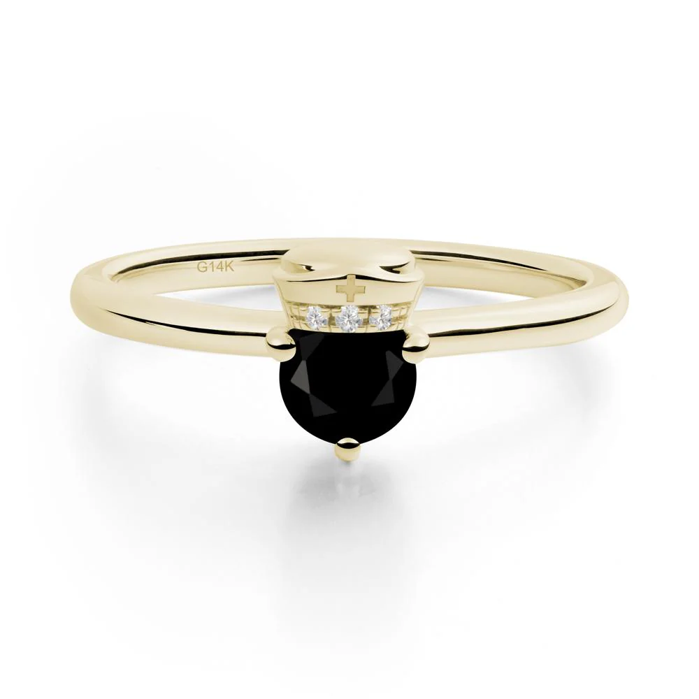 Nurse Cap Inspired Black Spinel Ring - Image 9
