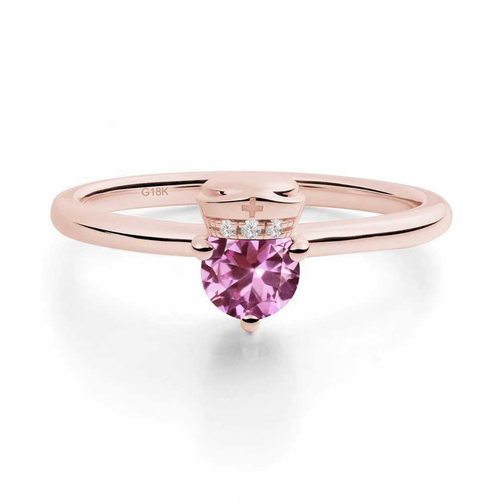 Nurse Cap Inspired Pink Sapphire Ring - Image 2