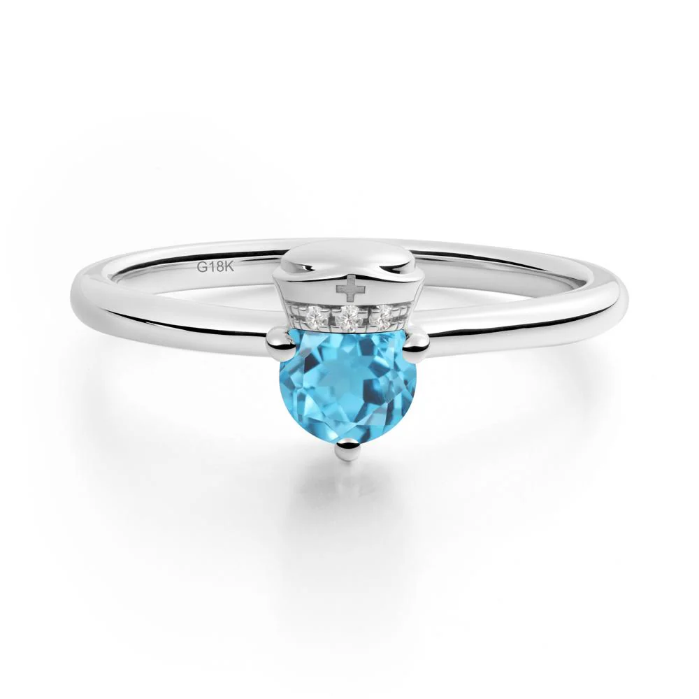 Nurse Cap Inspired Swiss Blue Topaz Ring - Image 2